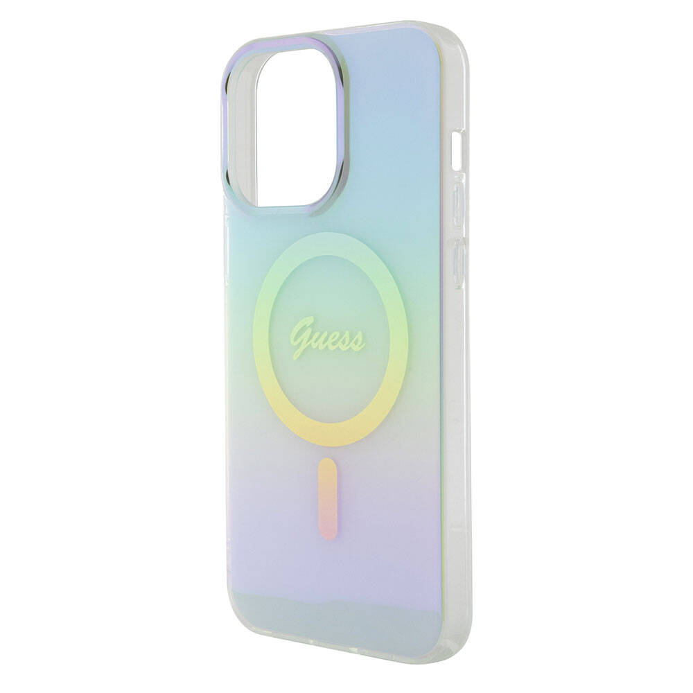 Pouzdro MagSafe pro Apple iPhone 15 Pro Max, Guess, IML Iridescent, Tyrkysová