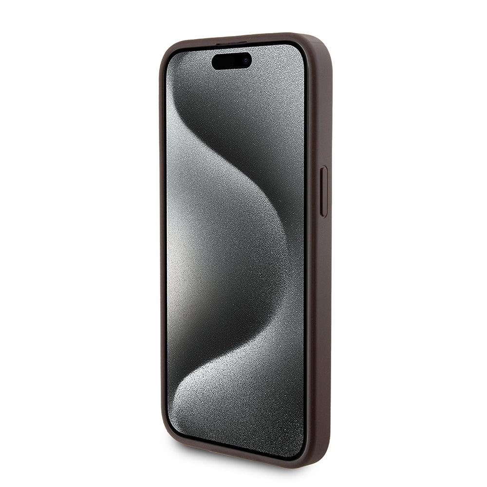 Pouzdro MagSafe pro Apple iPhone 15 Pro Max, Guess, Powerbank 4G Metal Logo, Hnědá