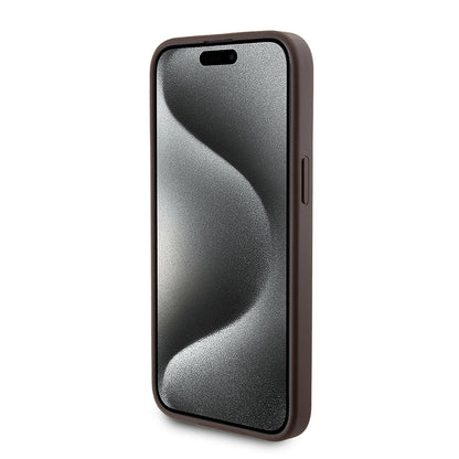 Pouzdro MagSafe pro Apple iPhone 15 Pro Max, Guess, Powerbank 4G Metal Logo, Hnědá