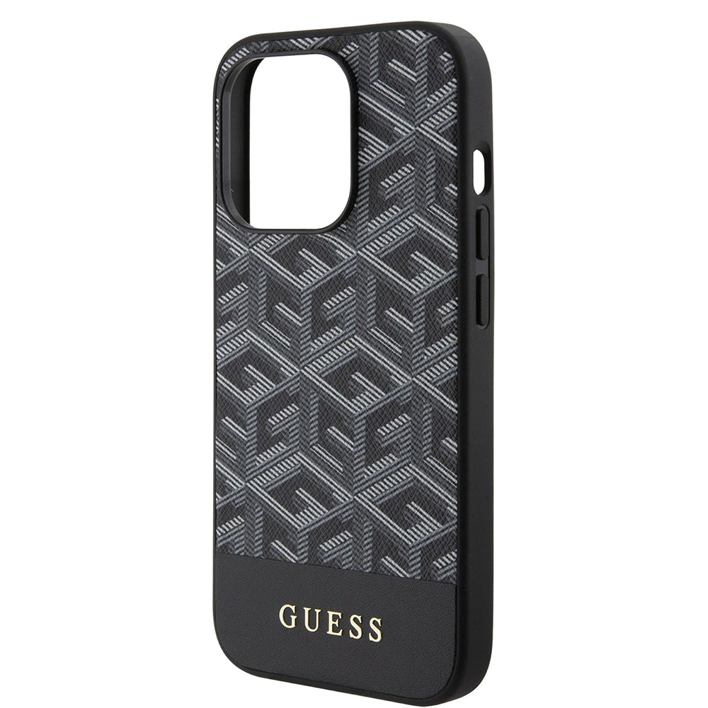 Pouzdro MagSafe pro Apple iPhone 15 Pro Max, Guess, PU G Cube, Černé GUHMP15XHGCFSEK