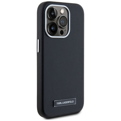 Pouzdro MagSafe pro Apple iPhone 15 Pro Max, Karl Lagerfeld, FW Metal Plate, Černá