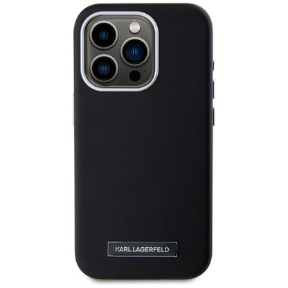 Pouzdro MagSafe pro Apple iPhone 15 Pro Max, Karl Lagerfeld, FW Metal Plate, Černá
