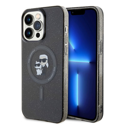 Pouzdro MagSafe pro Apple iPhone 15 Pro Max, Karl Lagerfeld, Glitter, Černá