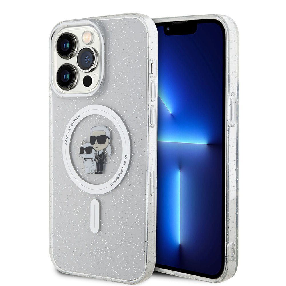 Pouzdro MagSafe pro Apple iPhone 15 Pro Max, Karl Lagerfeld, Glitter, Transparentní