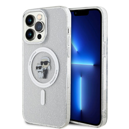 Pouzdro MagSafe pro Apple iPhone 15 Pro Max, Karl Lagerfeld, Glitter, Transparentní