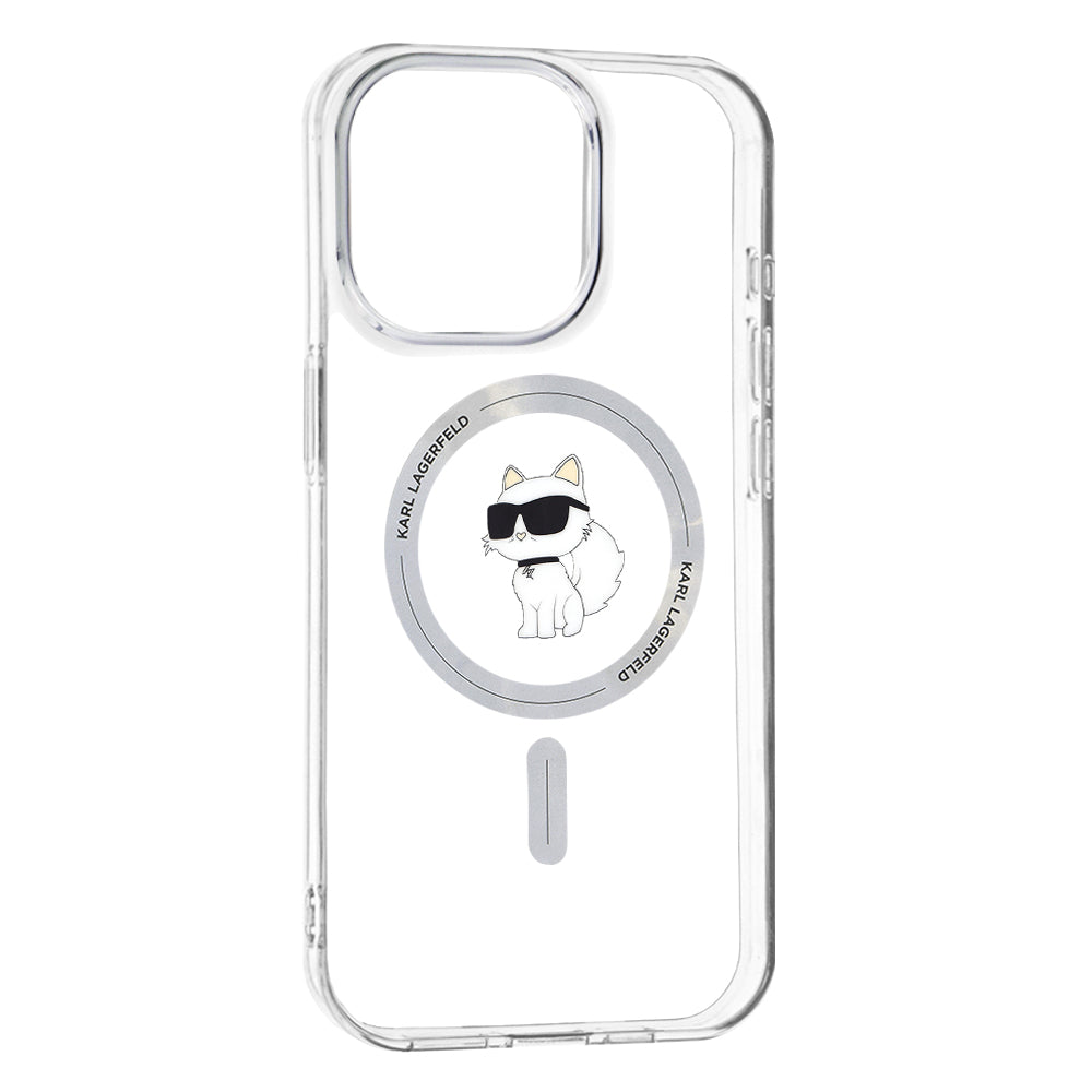 Pouzdro MagSafe pro Apple iPhone 15 Pro Max, Karl Lagerfeld, IML Choupette, Průhledné
