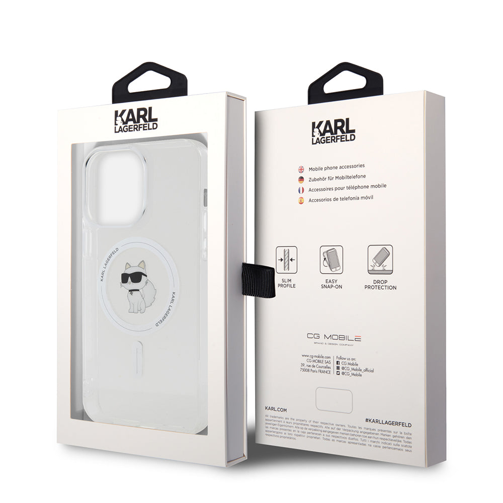 Pouzdro MagSafe pro Apple iPhone 15 Pro Max, Karl Lagerfeld, IML Choupette, Průhledné