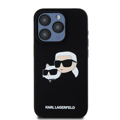 Pouzdro MagSafe pro Apple iPhone 15 Pro Max, Karl Lagerfeld, Silikon Karl & Choupette, Černá