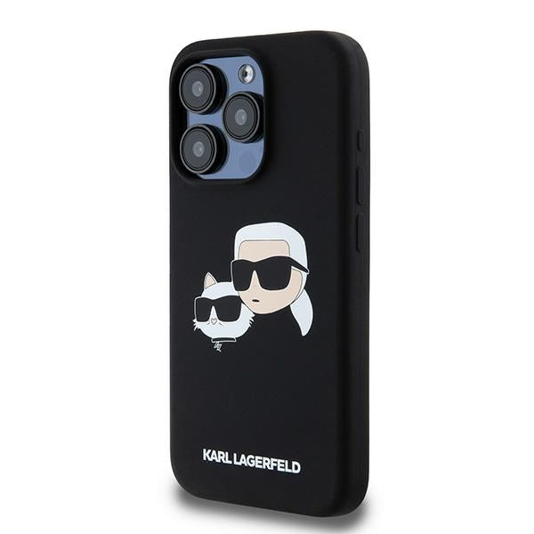 Pouzdro MagSafe pro Apple iPhone 15 Pro Max, Karl Lagerfeld, Silikon Karl & Choupette, Černá