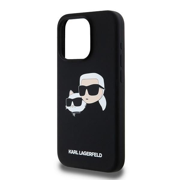 Pouzdro MagSafe pro Apple iPhone 15 Pro Max, Karl Lagerfeld, Silikon Karl & Choupette, Černá