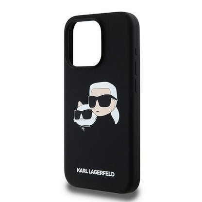 Pouzdro MagSafe pro Apple iPhone 15 Pro Max, Karl Lagerfeld, Silikon Karl & Choupette, Černá