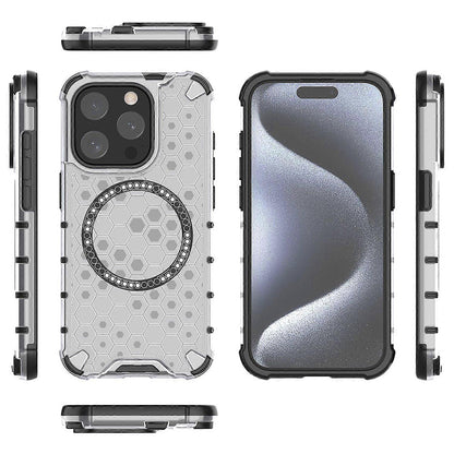 MagSafe pouzdro pro Apple iPhone 15 Pro Max, Techsuit, HoneyComb Shield, bílé