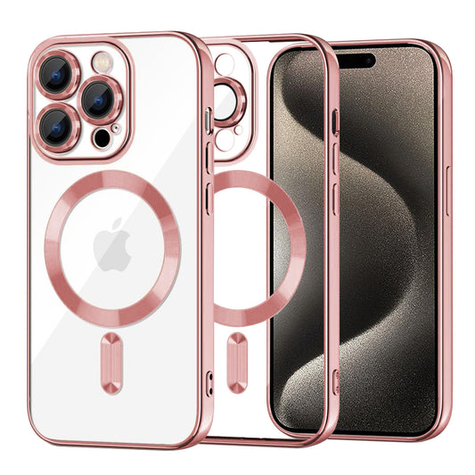 MagSafe pouzdro pro Apple iPhone 15 Pro Max, Techsuit, Luxury Crystal, Růžové