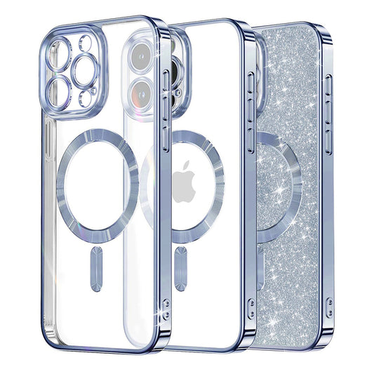 MagSafe pouzdro pro Apple iPhone 15 Pro Max, Techsuit, Luxury Glitter, Bleu