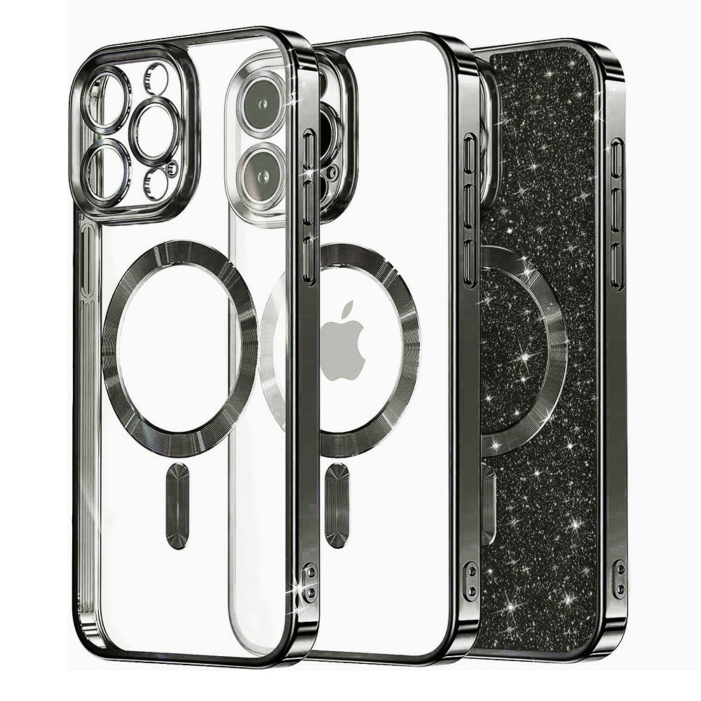 MagSafe pouzdro pro Apple iPhone 15 Pro Max, Techsuit, Luxury Glitter, černé