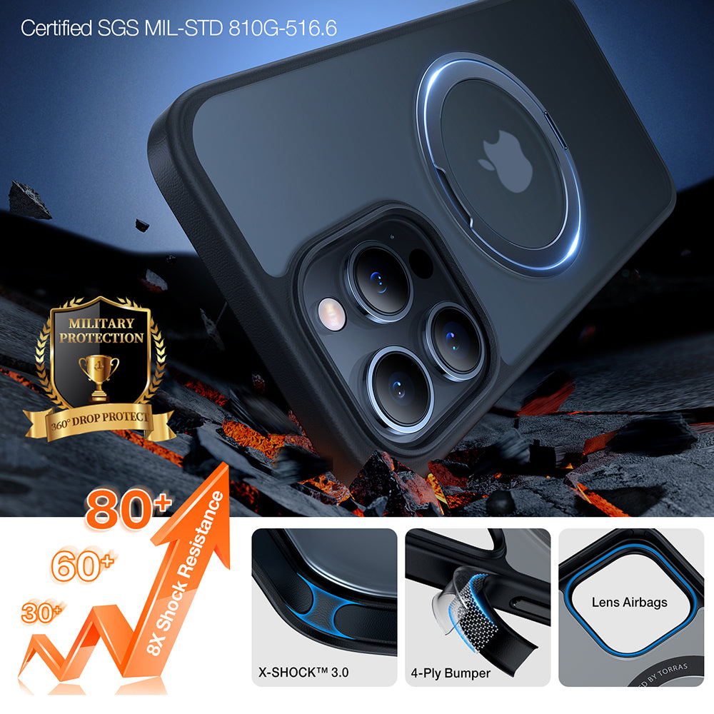 Pouzdro MagSafe pro Apple iPhone 15 Pro Max, Torras, Ostand Pro, Černá