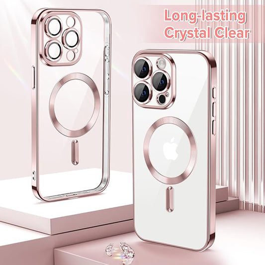 MagSafe pouzdro pro Apple iPhone 15 Pro, Techsuit, Luxury Crystal, Růžové
