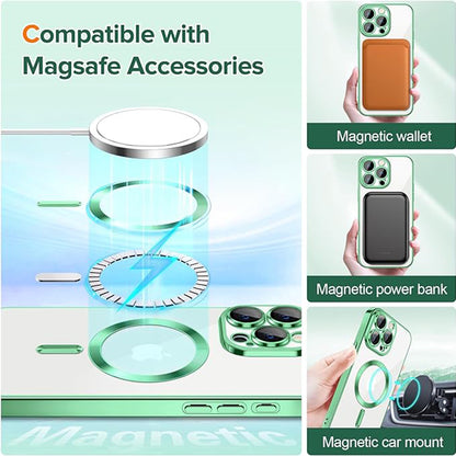 MagSafe pouzdro pro Apple iPhone 15 Pro, Techsuit, Luxury Crystal, Světle zelené