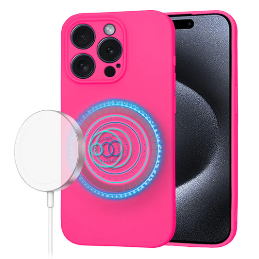 MagSafe pouzdro pro Apple iPhone 15 Pro, Techsuit, SoftFlex, Tmavě růžová