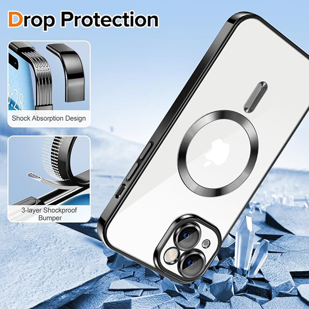 MagSafe pouzdro pro Apple iPhone 15, Techsuit, Luxury Crystal, Černá