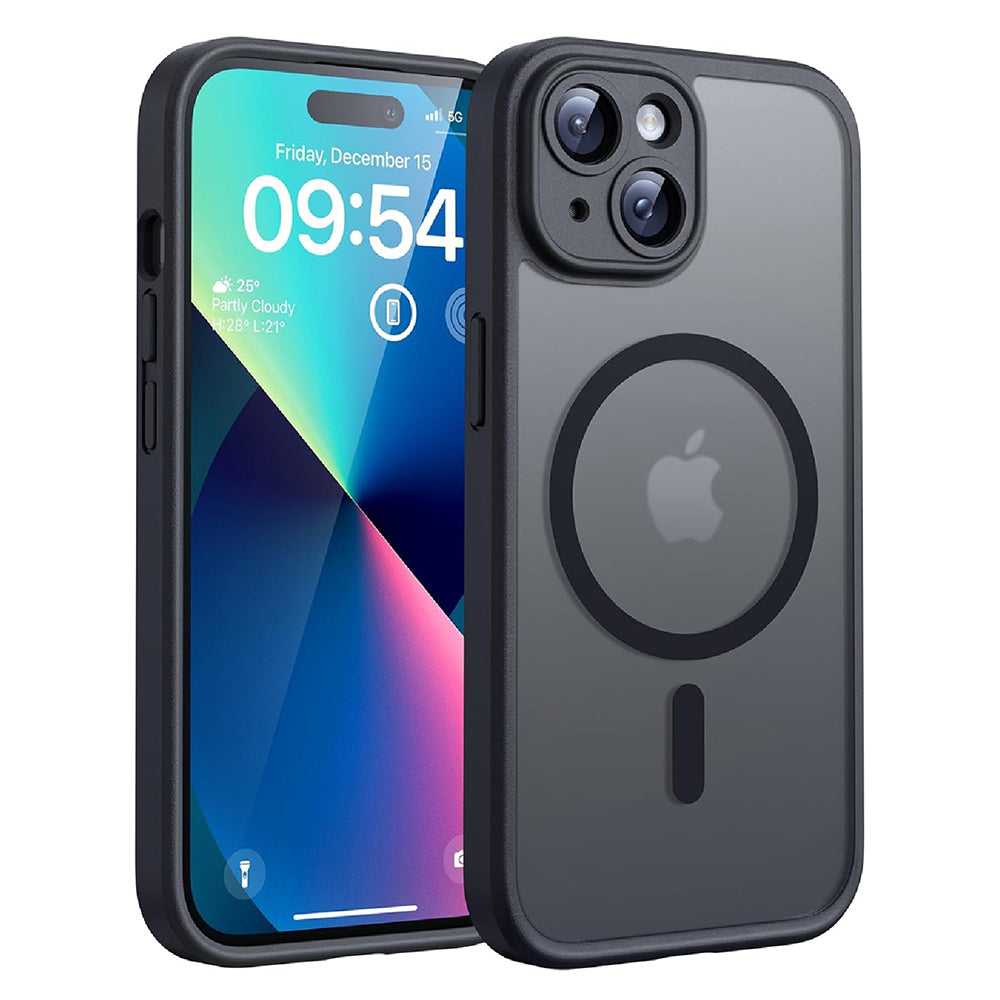 MagSafe pouzdro pro Apple iPhone 15, Techsuit, PureFrost, Černá saténová