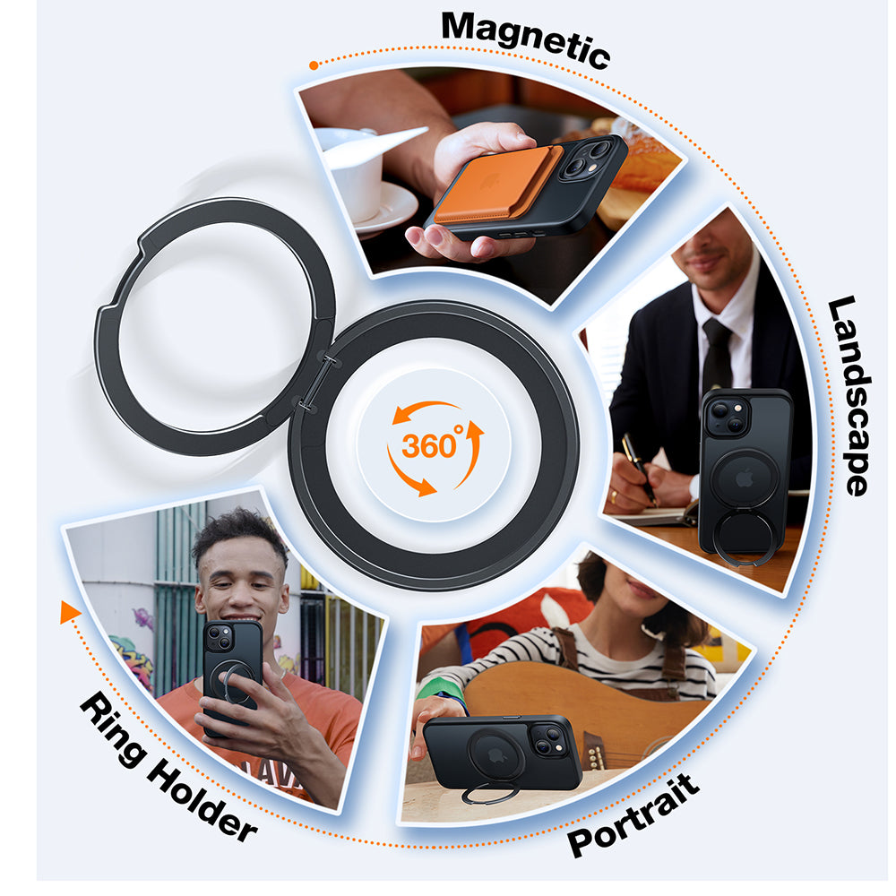 Pouzdro MagSafe pro Apple iPhone 15, Torras, Ostand Pro, Černá