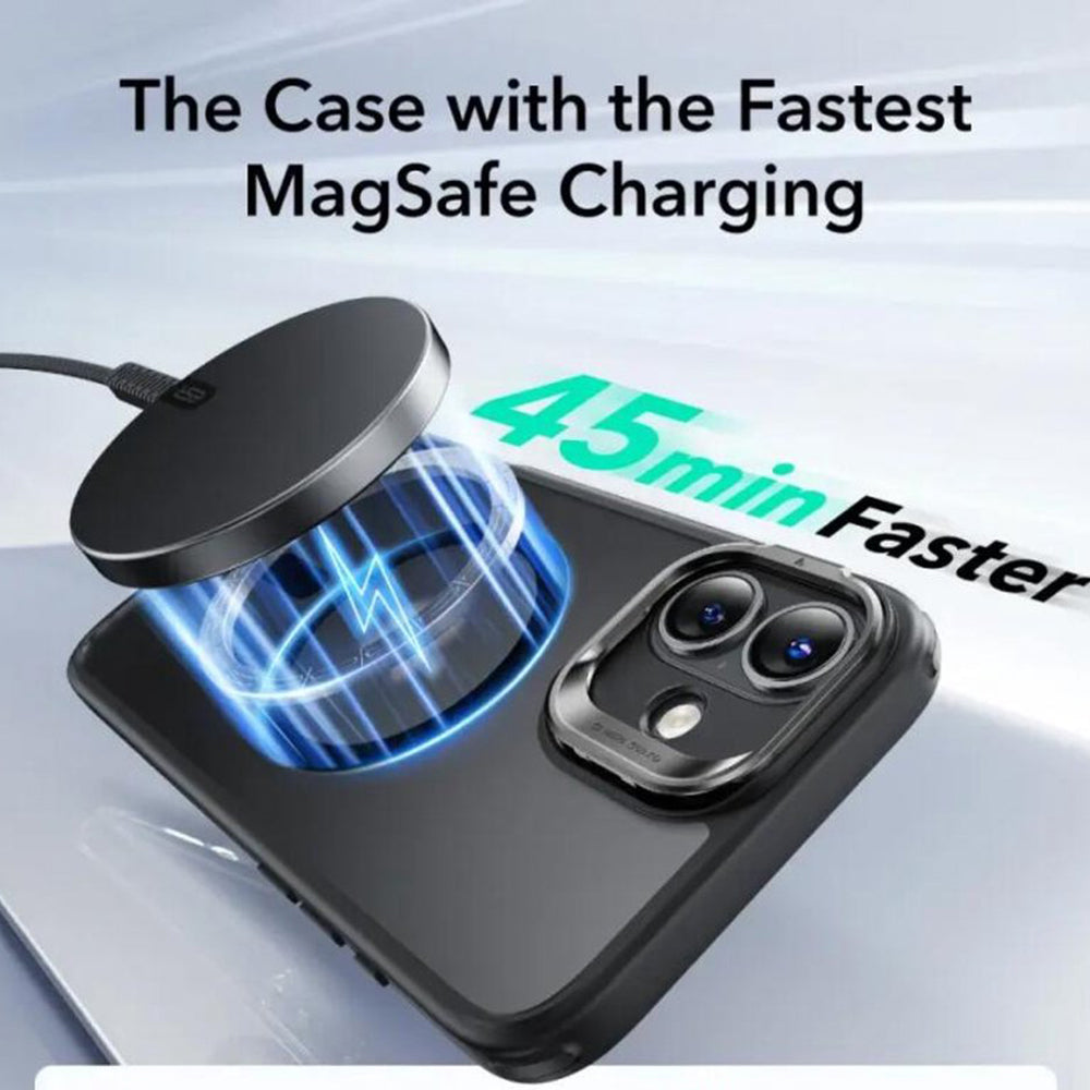 Pouzdro MagSafe pro Apple iPhone 16, ESR, Classic Hybrid Kickstand Slide, Saténově černé