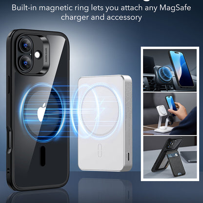 Pouzdro MagSafe pro Apple iPhone 16, ESR, Classic Hybrid, Černé Průhledné