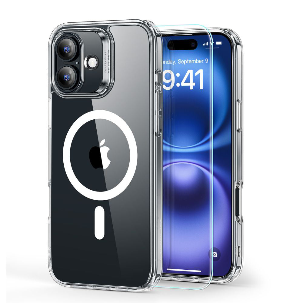 Pouzdro MagSafe pro Apple iPhone 16, ESR, Classic Hybrid se Screen Protector, Průhledné
