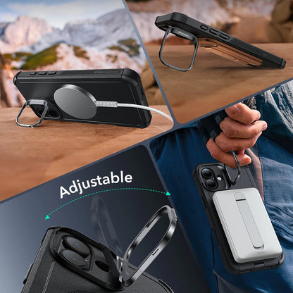 Pouzdro MagSafe pro Apple iPhone 16, ESR, Cyber Armor Kickstand, Modrá