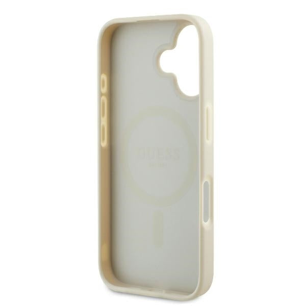 Pouzdro MagSafe pro Apple iPhone 16, Guess, Grained Gold Ring, Bežové