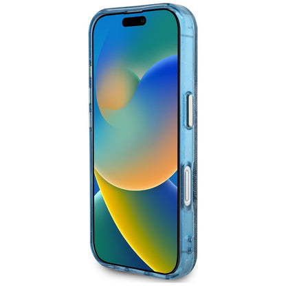 Pouzdro MagSafe pro Apple iPhone 16, Guess, IML Glitter 4G Circle Triangle, Modrá