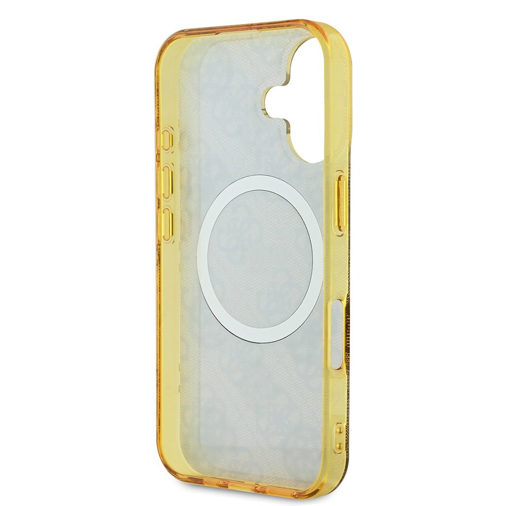 Pouzdro MagSafe pro Apple iPhone 16, Guess, IML Peony On 4G Background, Hnědá