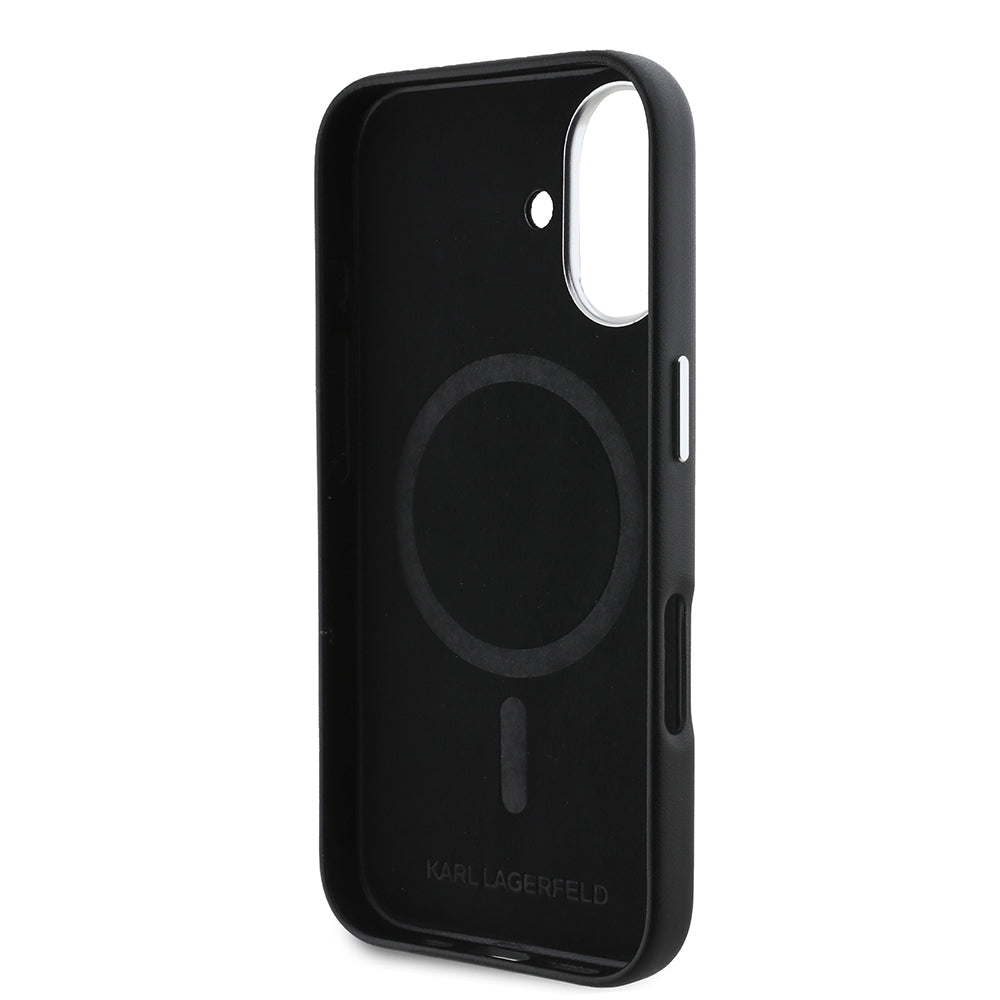 Pouzdro MagSafe pro Apple iPhone 16, Karl Lagerfeld, FW Metal Plate, Černá