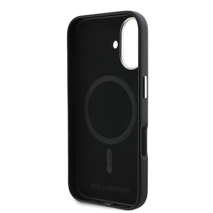 Pouzdro MagSafe pro Apple iPhone 16, Karl Lagerfeld, FW Metal Plate, Černá