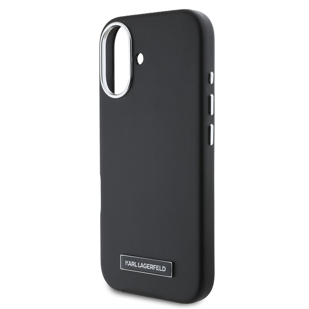 Pouzdro MagSafe pro Apple iPhone 16, Karl Lagerfeld, FW Metal Plate, Černá
