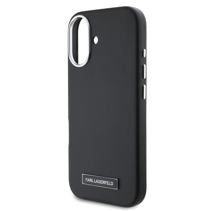Pouzdro MagSafe pro Apple iPhone 16, Karl Lagerfeld, FW Metal Plate, Černá