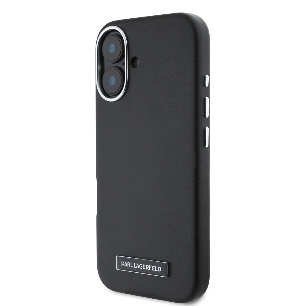 Pouzdro MagSafe pro Apple iPhone 16, Karl Lagerfeld, FW Metal Plate, Černá
