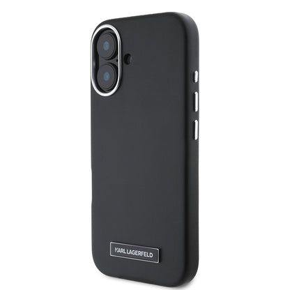 Pouzdro MagSafe pro Apple iPhone 16, Karl Lagerfeld, FW Metal Plate, Černá