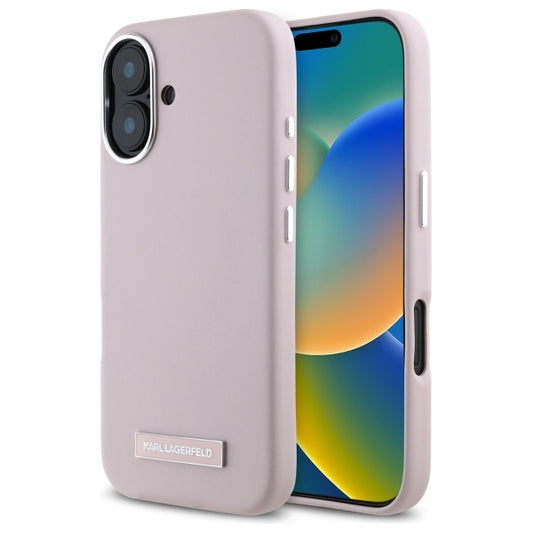 MagSafe Case for Apple iPhone 16, Karl Lagerfeld, FW Metal Plate, Pink