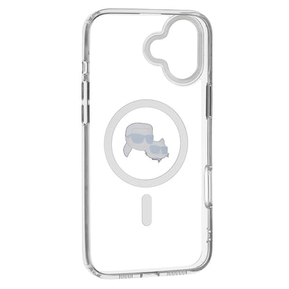 Pouzdro MagSafe pro Apple iPhone 16, Karl Lagerfeld, IML Metal Karl & Choupette's Heads, Bílá