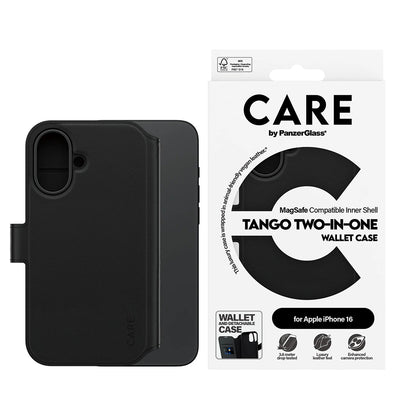 Pouzdro MagSafe pro Apple iPhone 16, PanzerGlass, Care Feature Tango Two-in-One, Černá