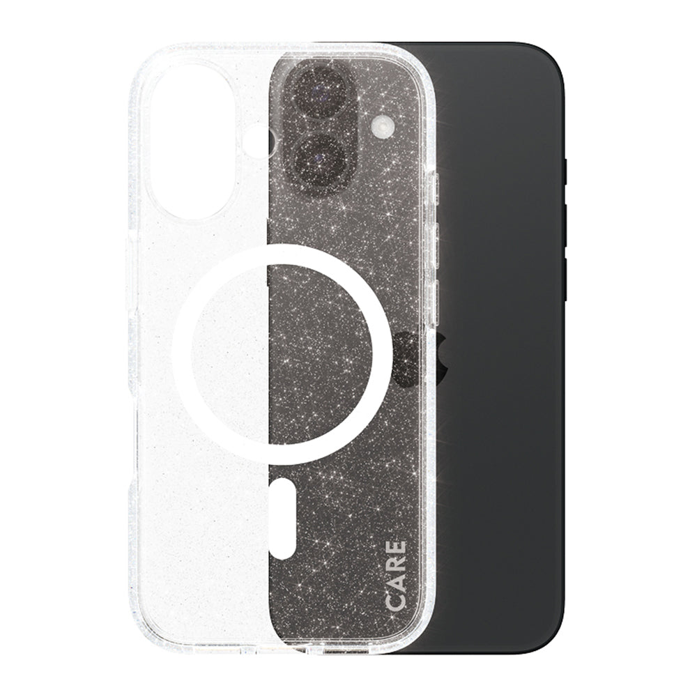 Pouzdro MagSafe pro Apple iPhone 16, PanzerGlass, Care Urban Combat Star Lit, Průhledná Bílá