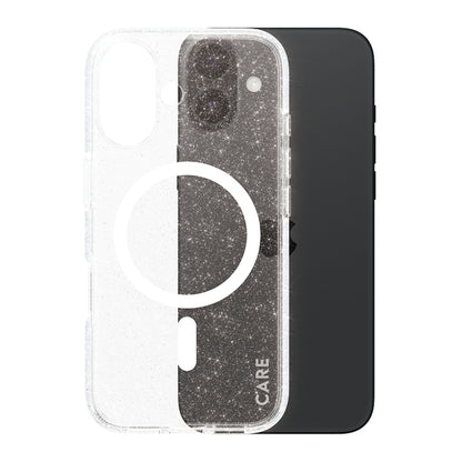 Pouzdro MagSafe pro Apple iPhone 16, PanzerGlass, Care Urban Combat Star Lit, Průhledná Bílá