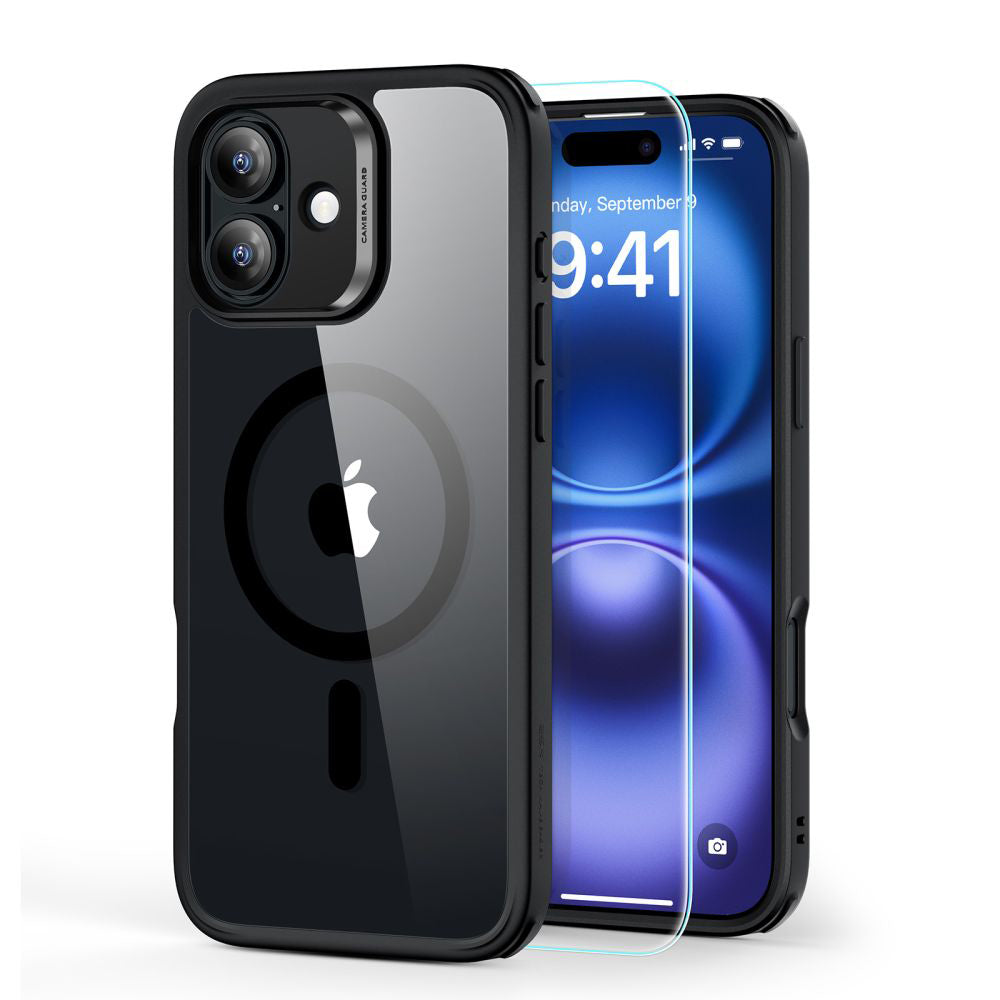 Pouzdro MagSafe pro Apple iPhone 16 Plus, ESR, Classic Hybrid se Screen Protector, Černě průhledné