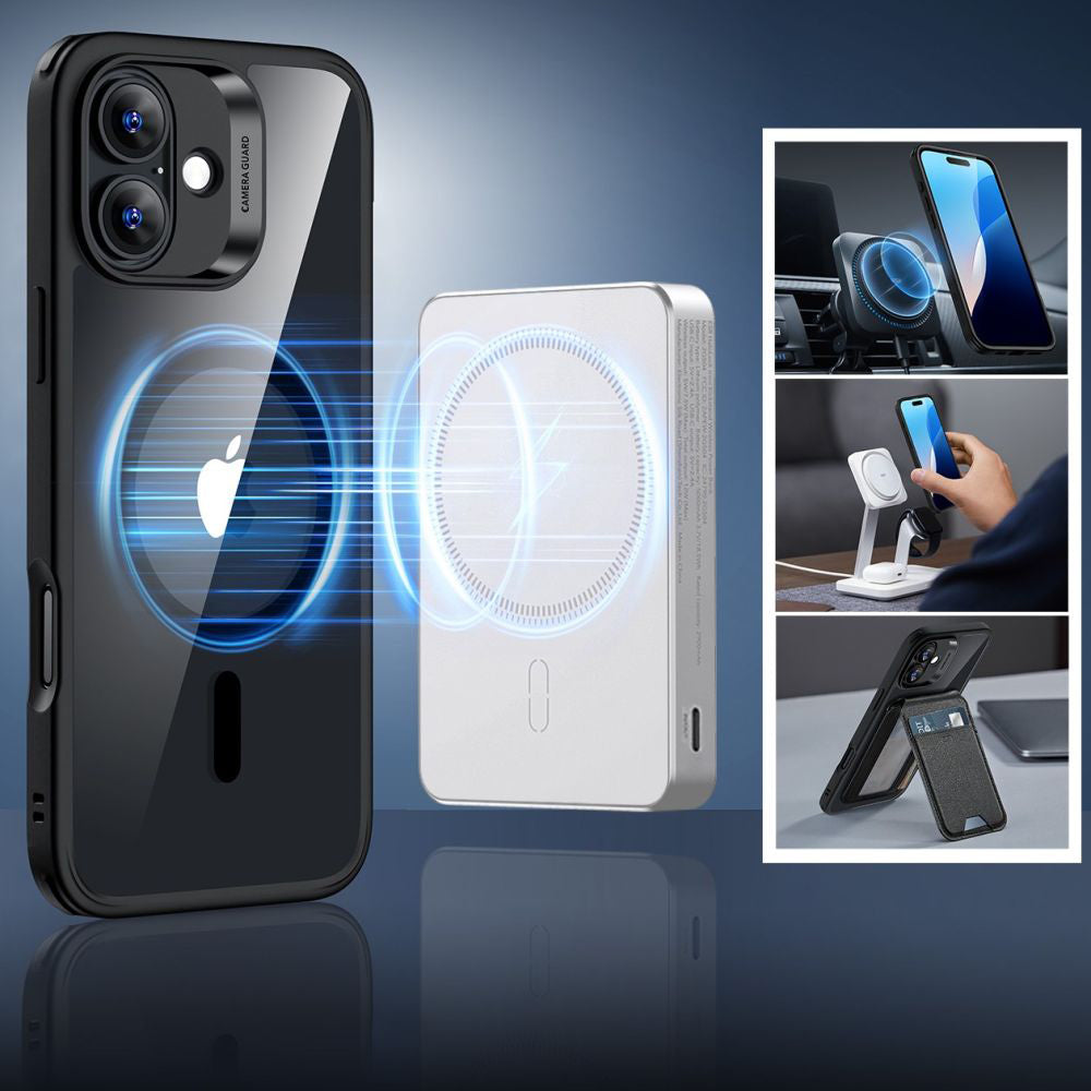 Pouzdro MagSafe pro Apple iPhone 16 Plus, ESR, Classic Hybrid se Screen Protector, Černě průhledné