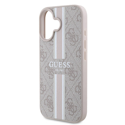 Pouzdro MagSafe pro Apple iPhone 16 Plus, Guess, 4G Printed Stripes, Růžové