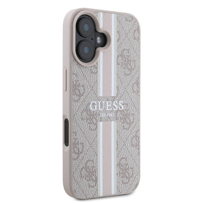 Pouzdro MagSafe pro Apple iPhone 16 Plus, Guess, 4G Printed Stripes, Růžové