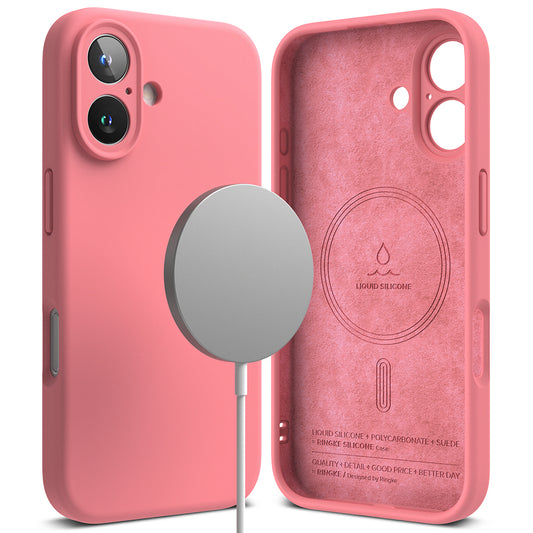 MagSafe pouzdro pro Apple iPhone 16 Plus, Ringke, silikonové, růžové