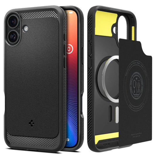 Pouzdro MagSafe pro Apple iPhone 16 Plus, Spigen, Rugged Armor, Matně černé